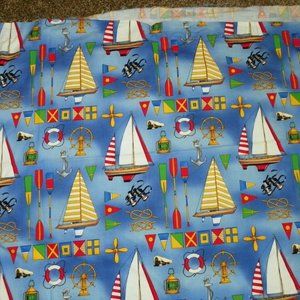 Sail Boat Nautical Fabric 1YD Rare